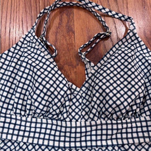 Kona Sol Navy & White Check Swim Tankini Sz Large - Picture 3 of 6